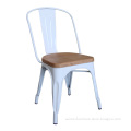 Replica Tolix Chair Powder Coated Steel Frame Wooden Seat
